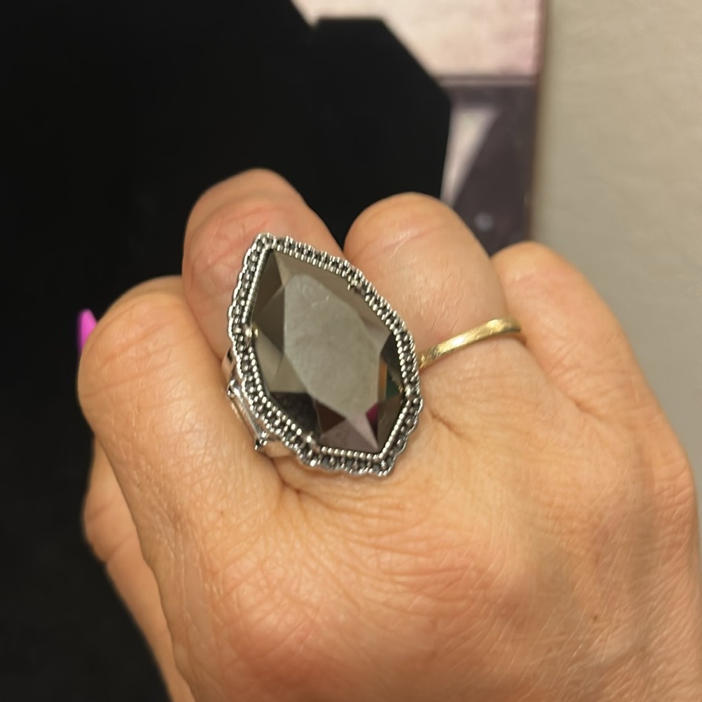 Statement Black Gemstone Ring - image 3